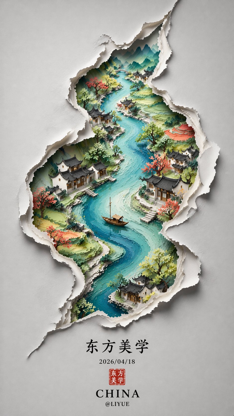 极简新中式 S 形海报