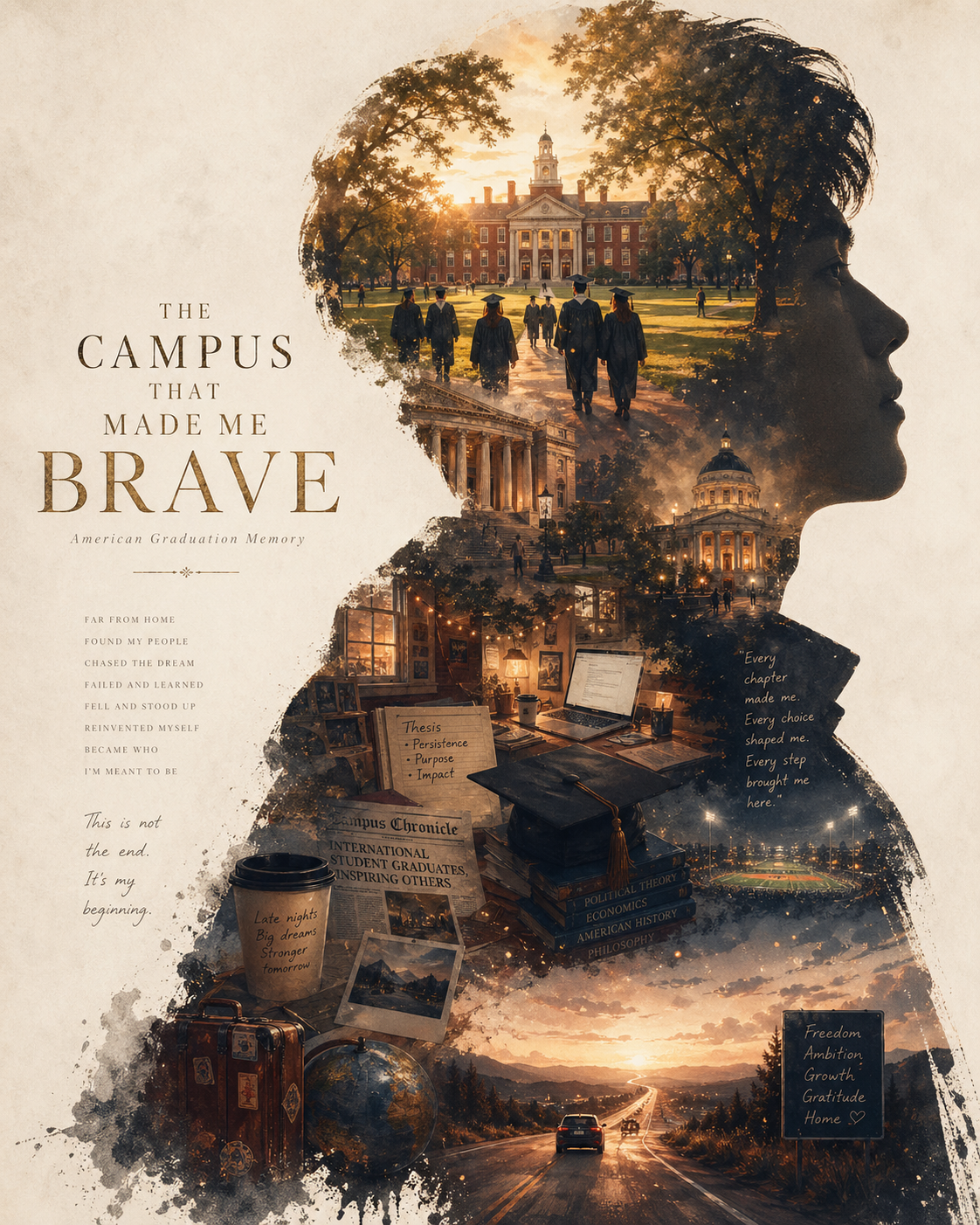 American Graduation Silhouette Poster