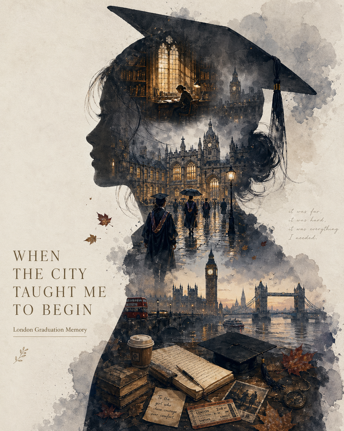 London Graduation Silhouette Poster