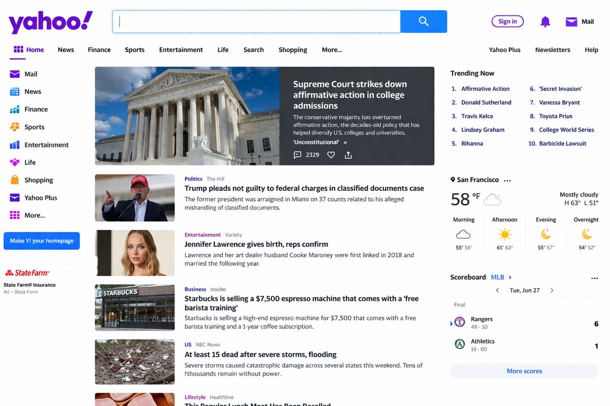 Yahoo Homepage Screenshot