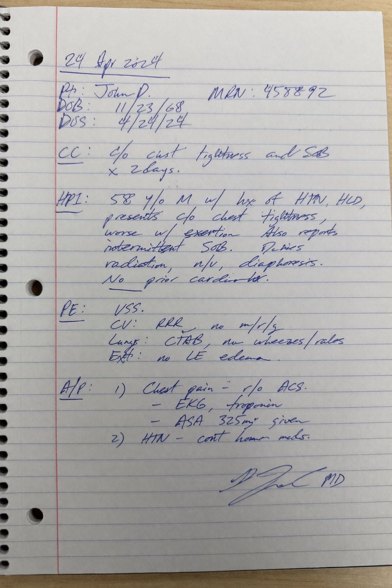 手写医疗笔记本