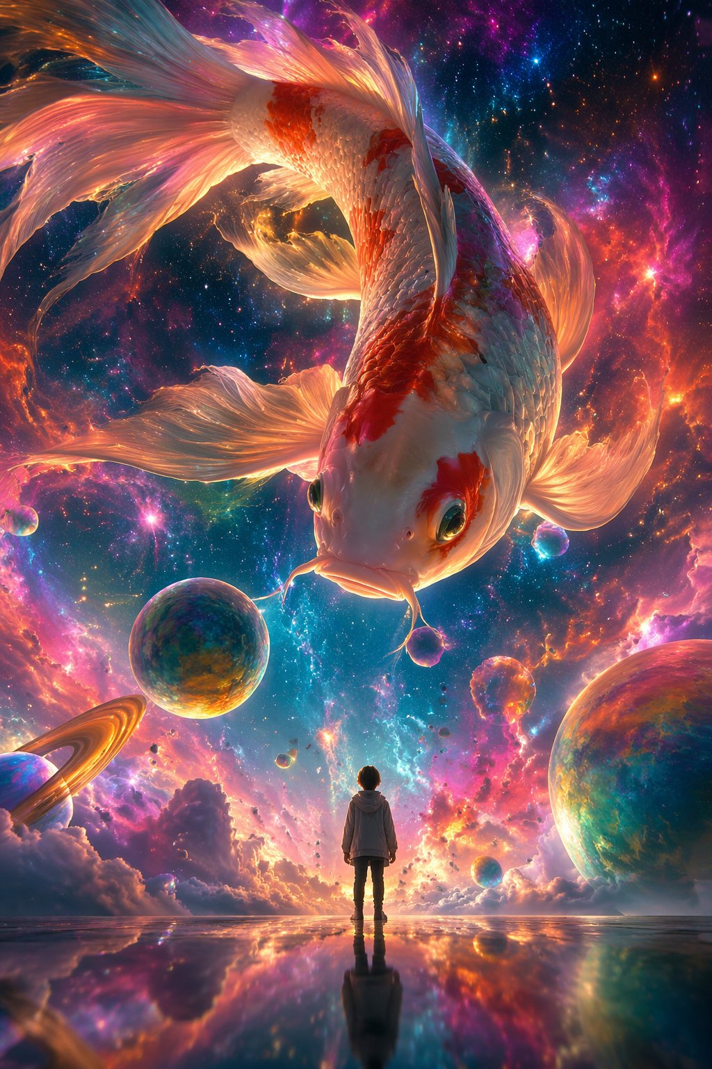 超现实锦鲤星云插画 - GPTIMG2.ai image 1