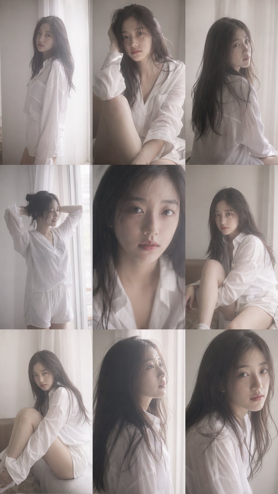 Soft Black Mist Korean Idol 3x3 Collage