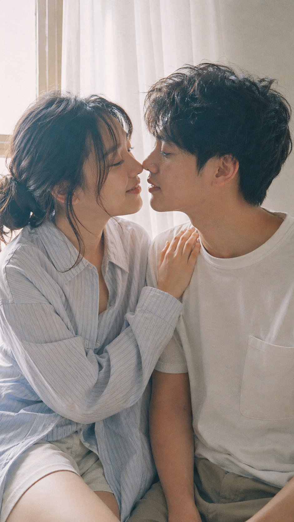 Fuji Couple Almost Kiss Portrait