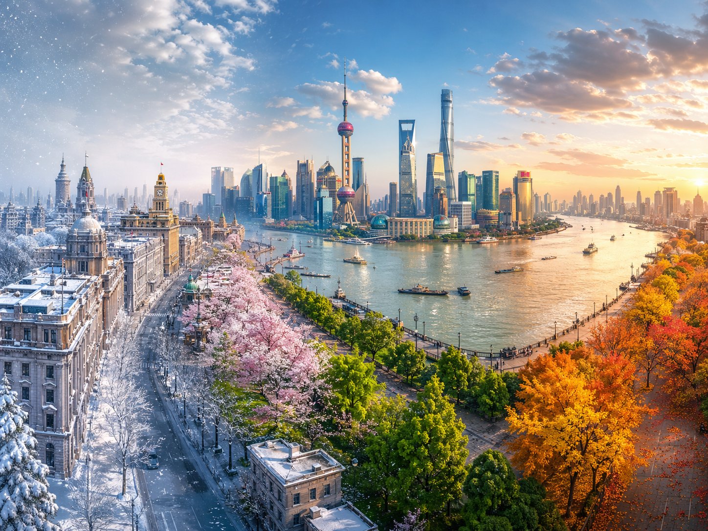 上海外滩四季连续全景 - GPTIMG2.ai image 1
