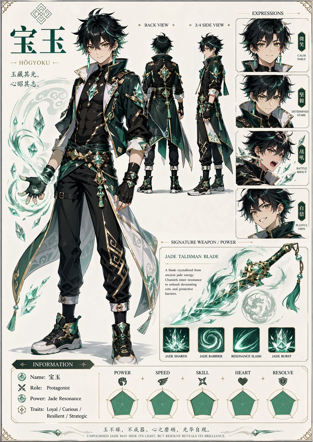 宝玉少年漫角色设定表 - GPTIMG2.ai image 1
