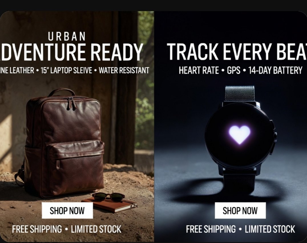E Commerce Main Image Split Screen Product Ad Poster