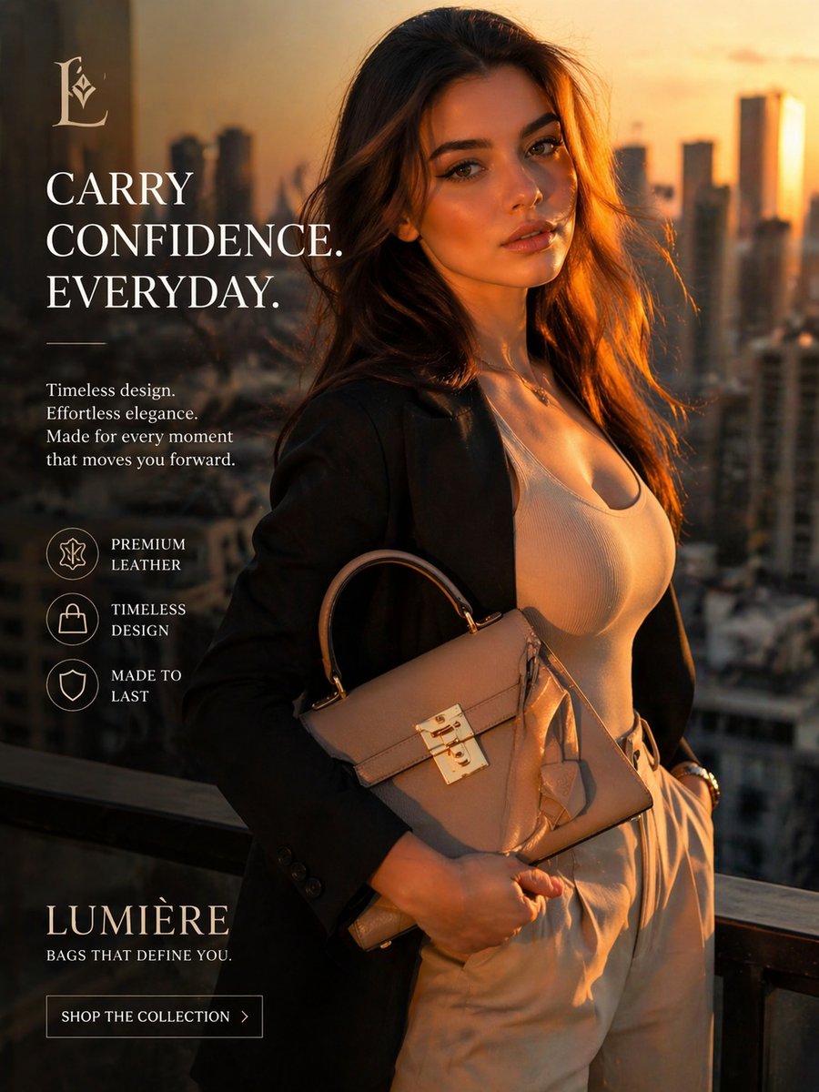 E Commerce Main Image Luxury Handbag Sunset Ad
