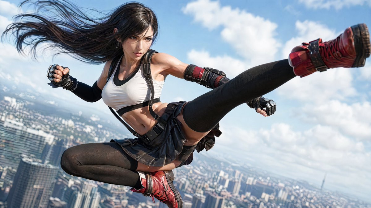 Tifa Side Kick Action Shot
