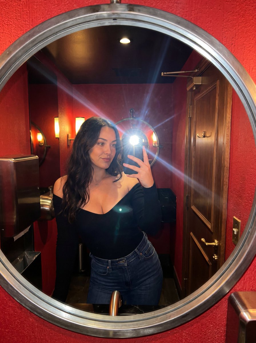 Flash Mirror Selfie In Red Restroom 2