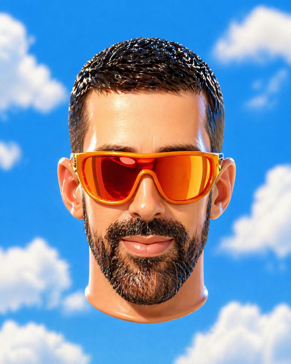Floating 3d Head In Blue Sky