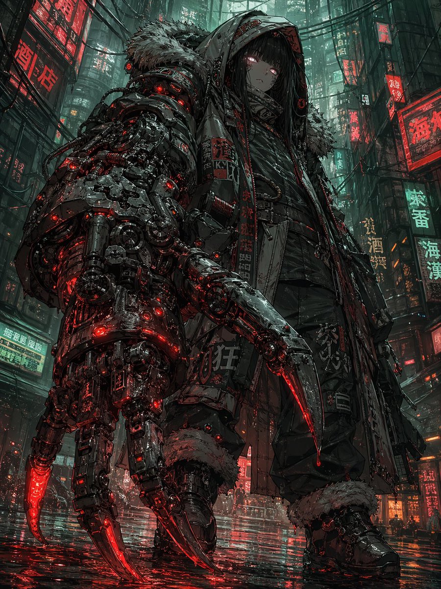 Cyberpunk Girl With Giant Claw Arm