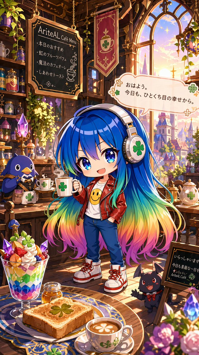 Chibi Rainbow Girl In Fantasy Cafe