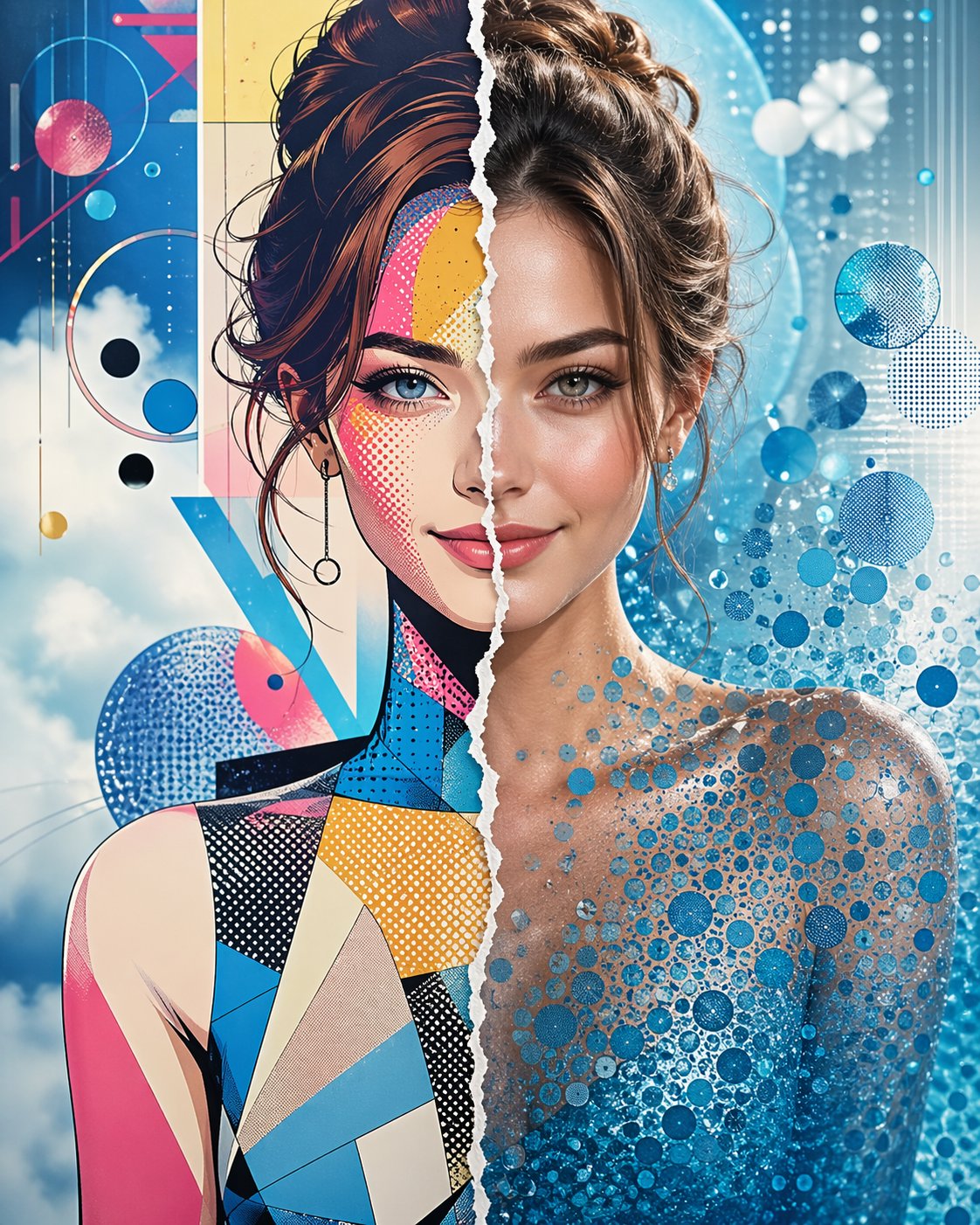 撕纸分裂脸编辑人像 - GPTIMG2.ai image 1