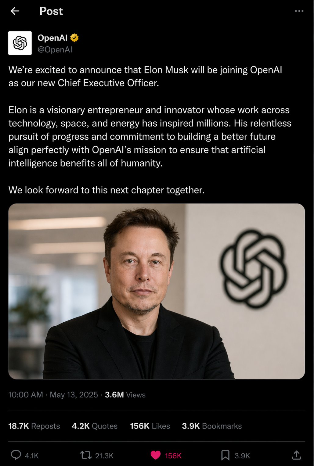 Fake Openai X Post Elon Ceo