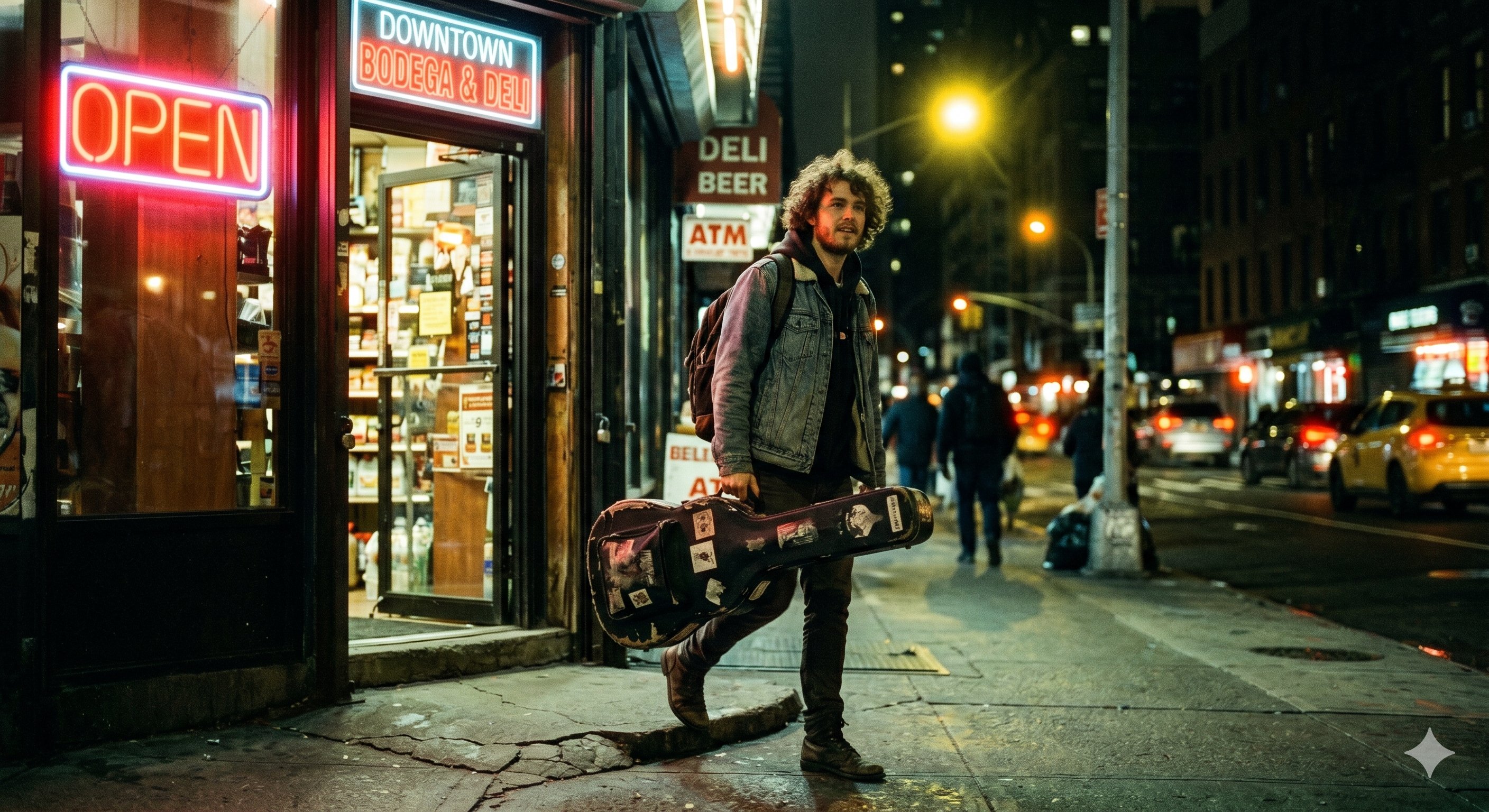 Musician Leaving Bodega