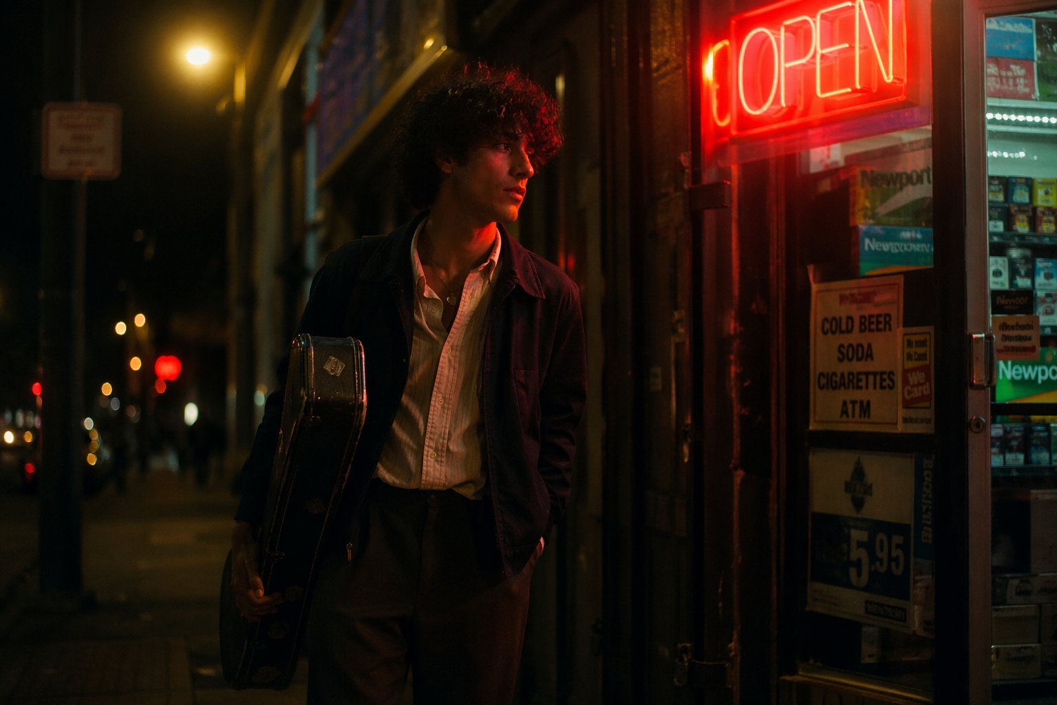 Musician Leaving Bodega 2