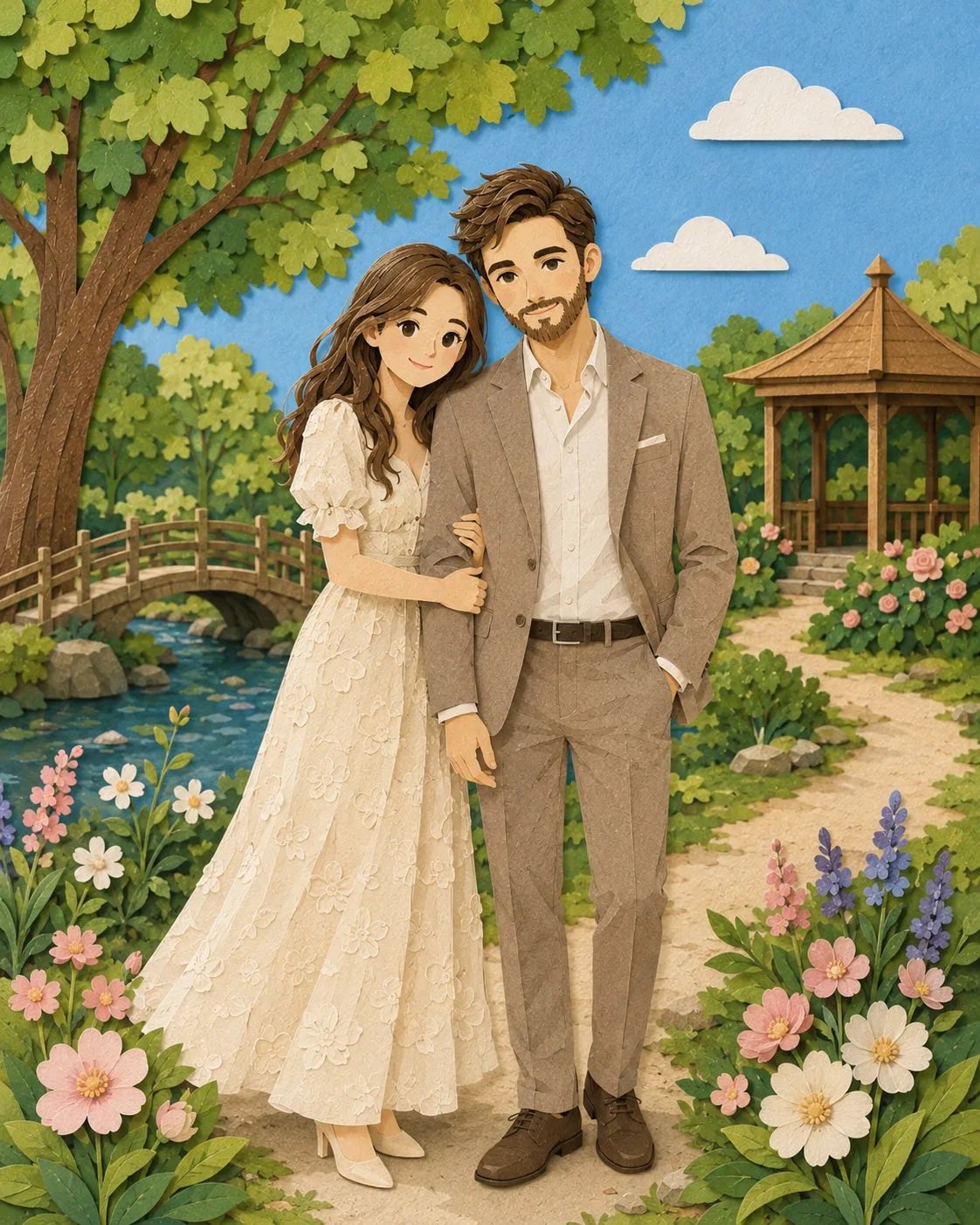 Create Romantic Couple Portrait Layered Paper Cut