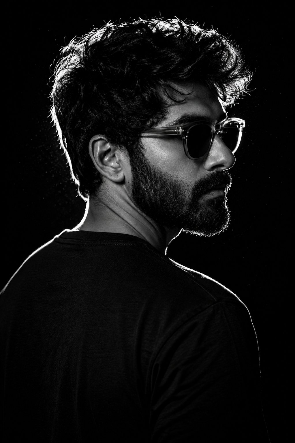 Dramatic High Contrast Studio Portrait Young Man