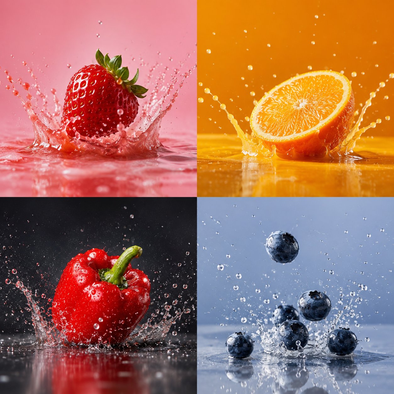 Fresh Fruit Food Item Dropping Onto Surface