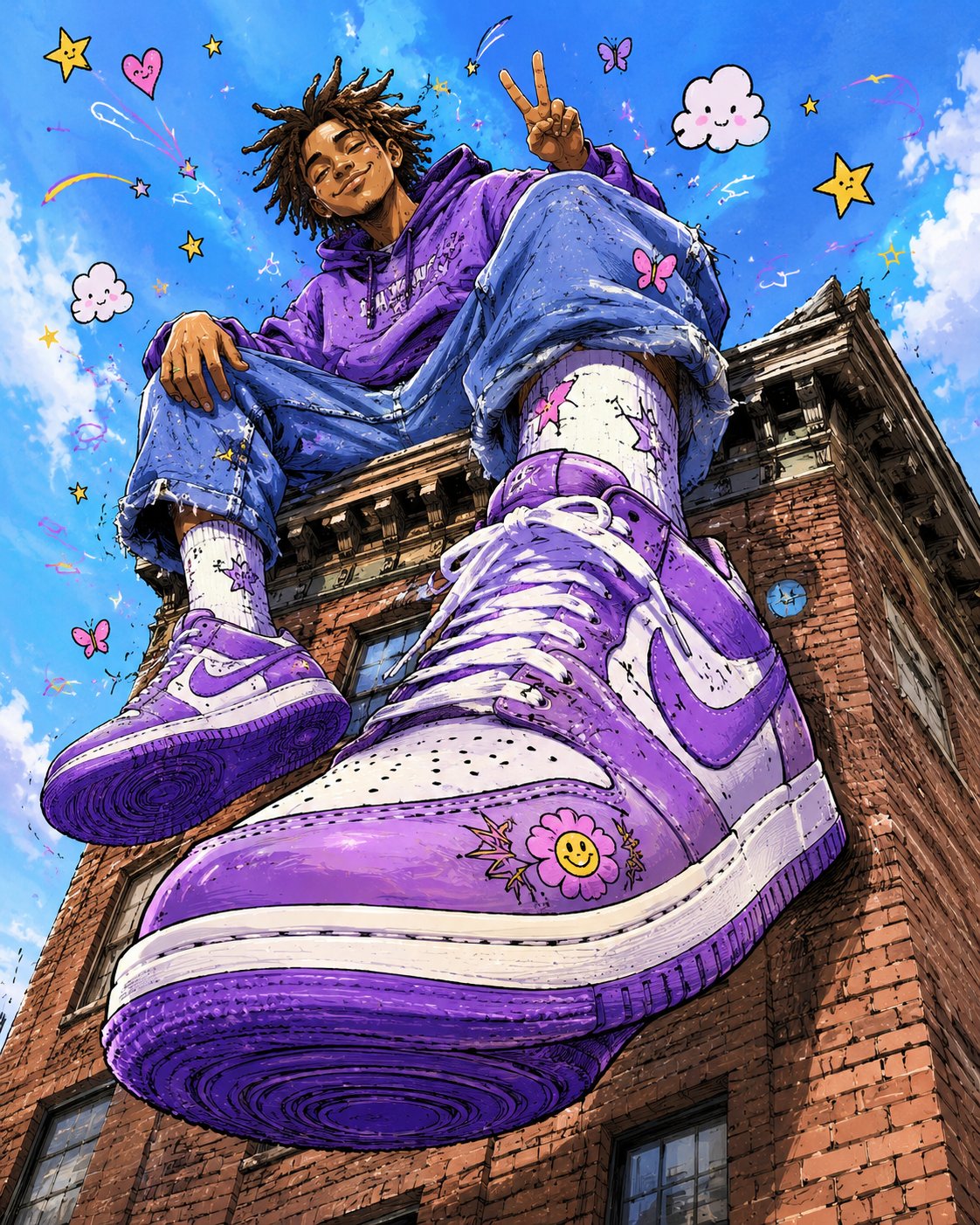 Illustrated Sneaker Campaign Image Extreme Low Angle