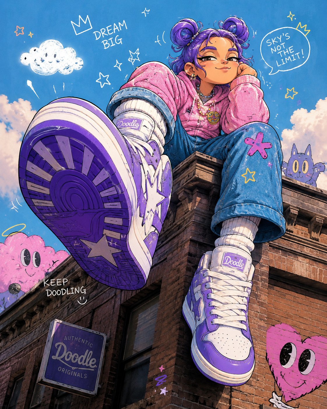 Illustrated Sneaker Campaign Image Extreme Low Angle 2