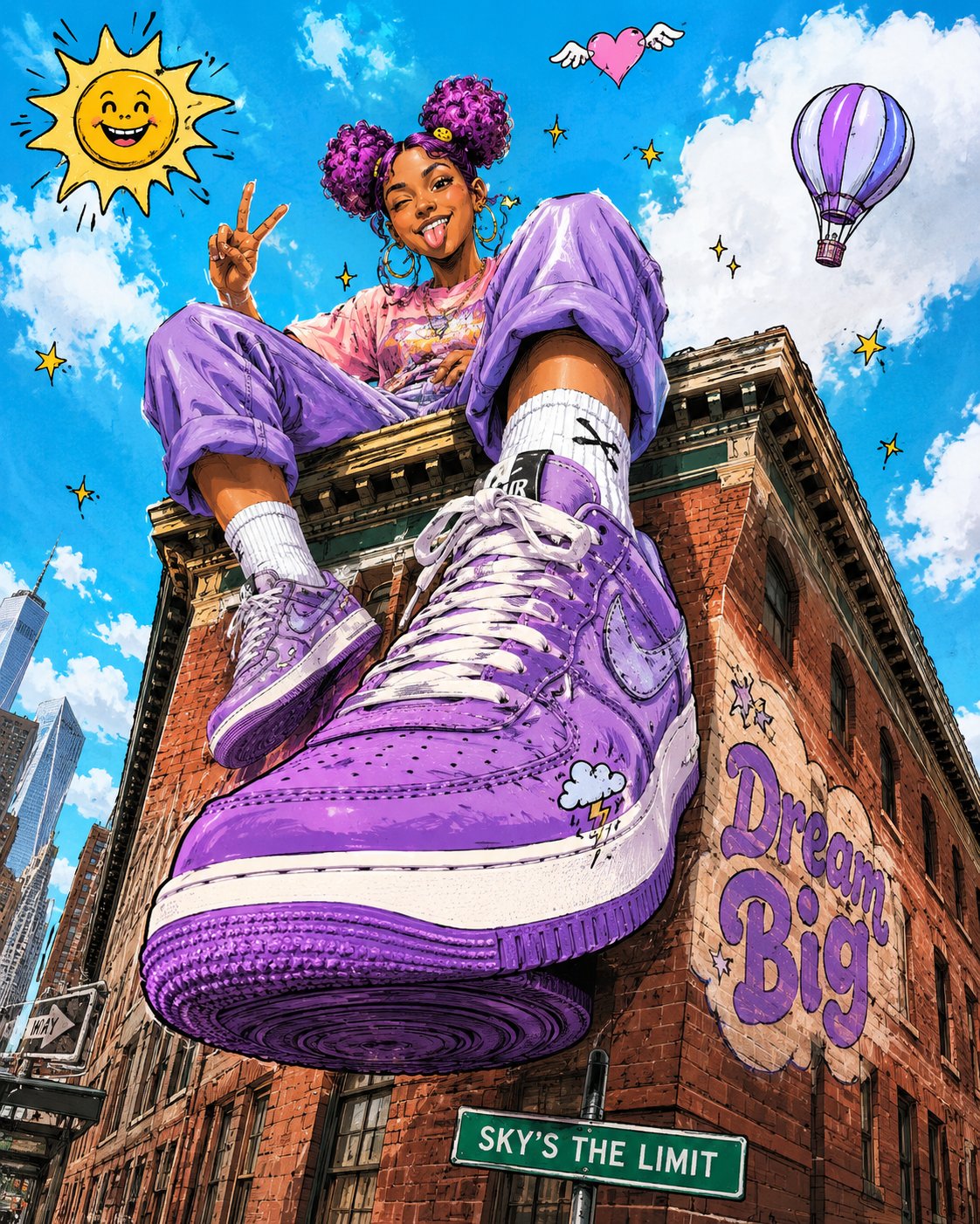 Illustrated Sneaker Campaign Image Extreme Low Angle 3