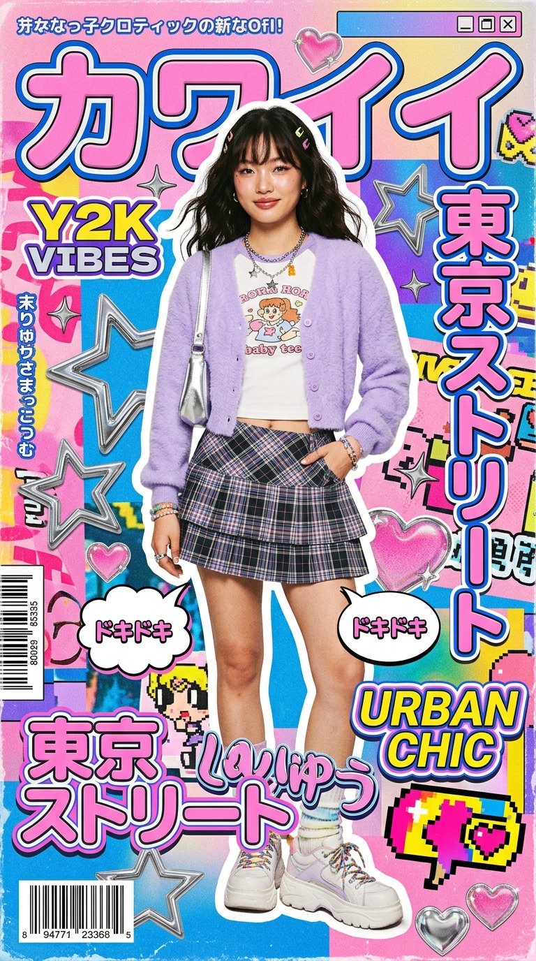 High Fashion Kawaii Y2k Editorial Poster Featuring