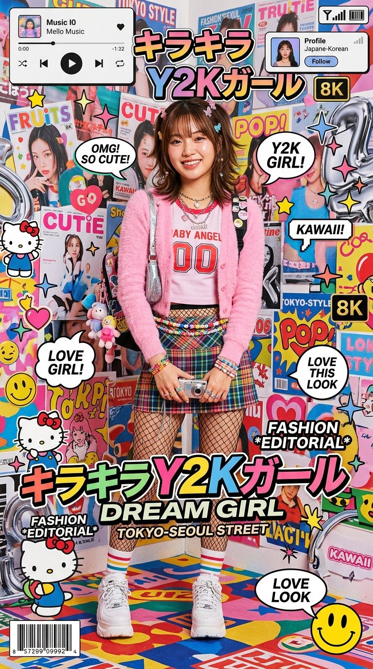 High Fashion Kawaii Y2k Editorial Poster Featuring 3