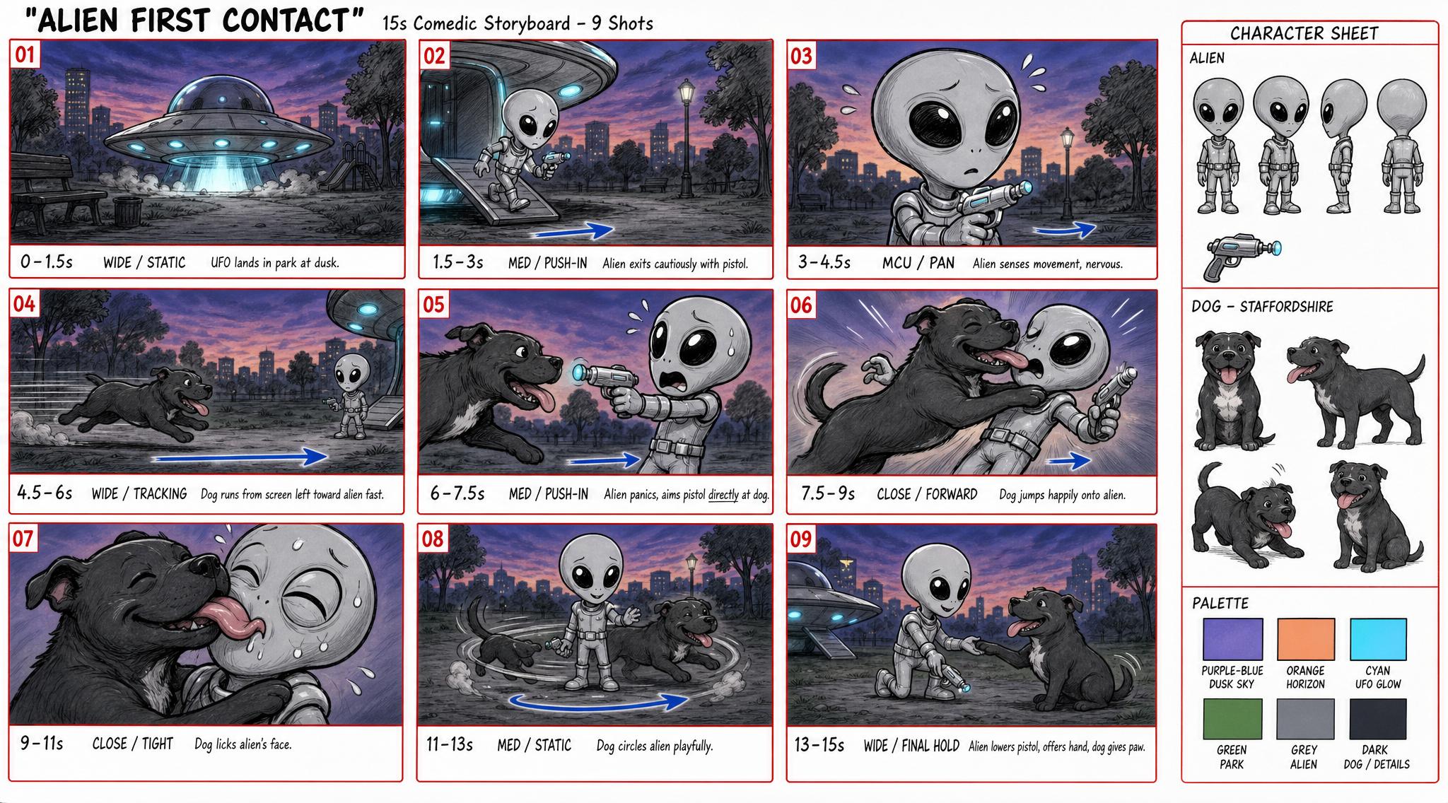 Storyboard Sheet 15s Comedic Animated Short 9