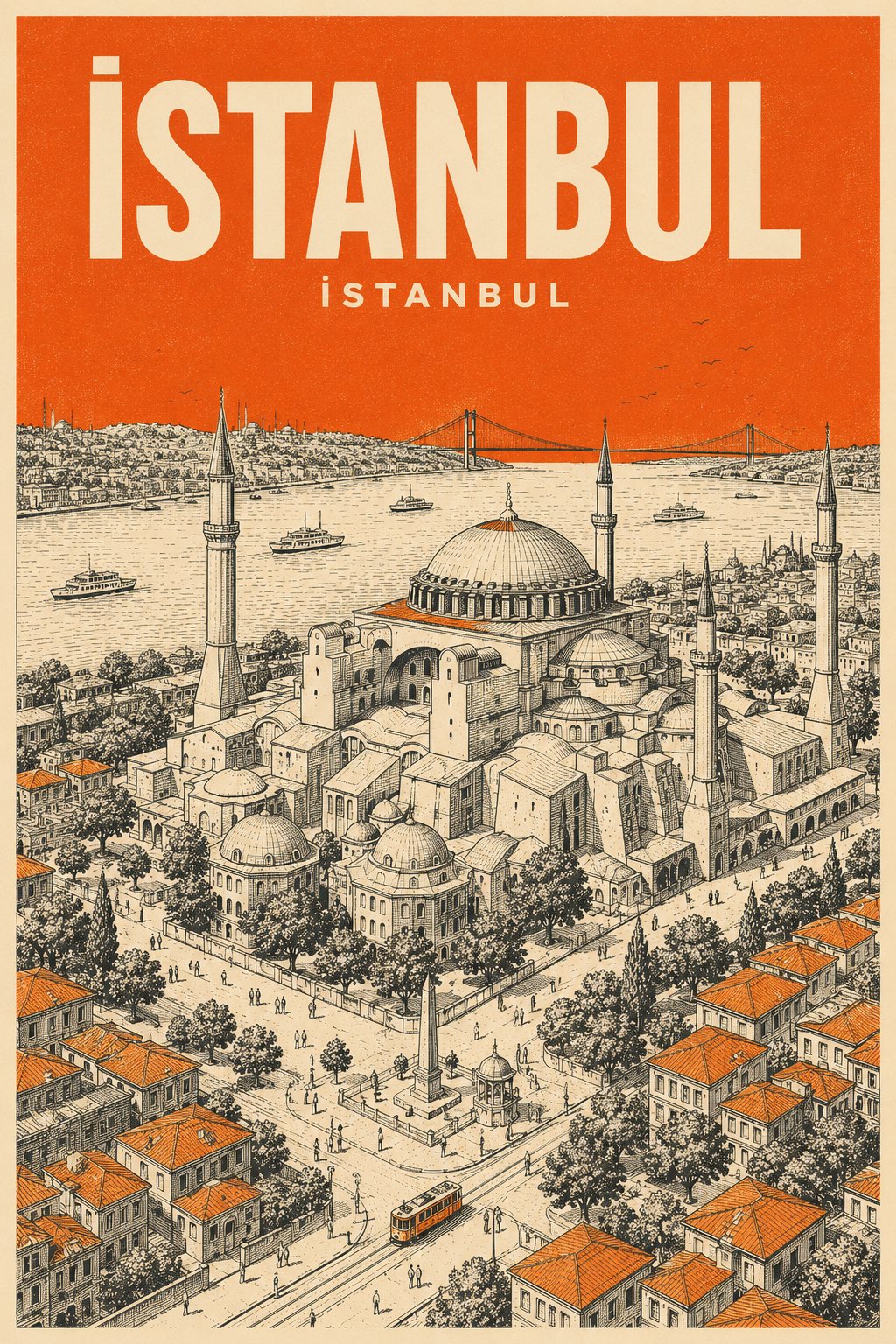Create Vertical Mid Century Travel Poster City