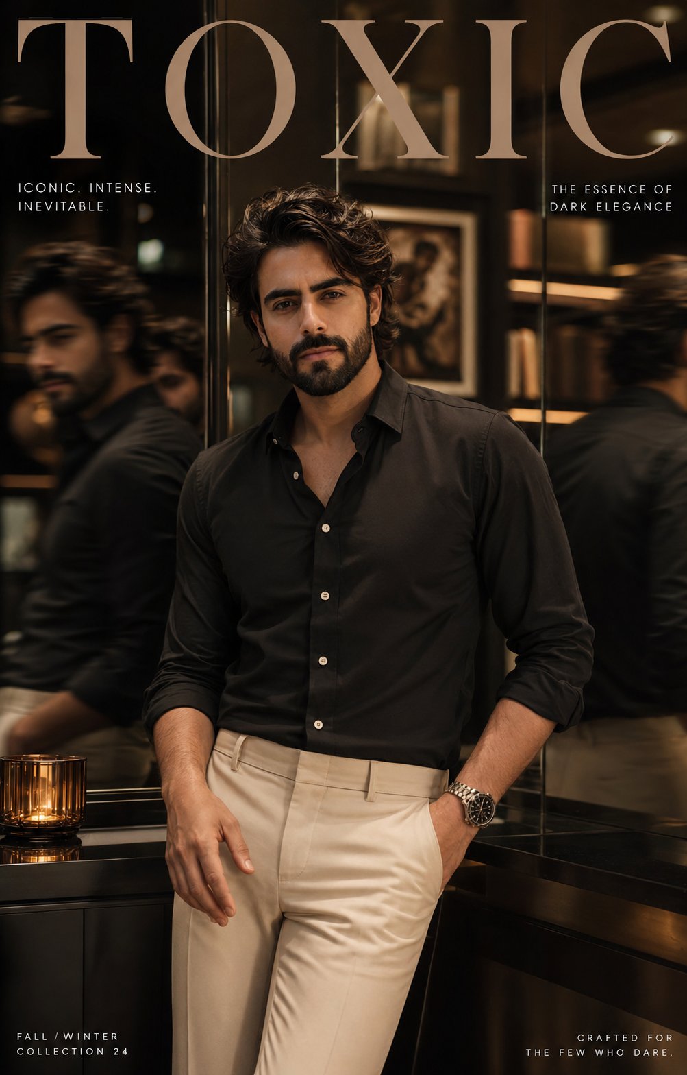 Cinematic Luxury Fashion Campaign Portrait Young Male