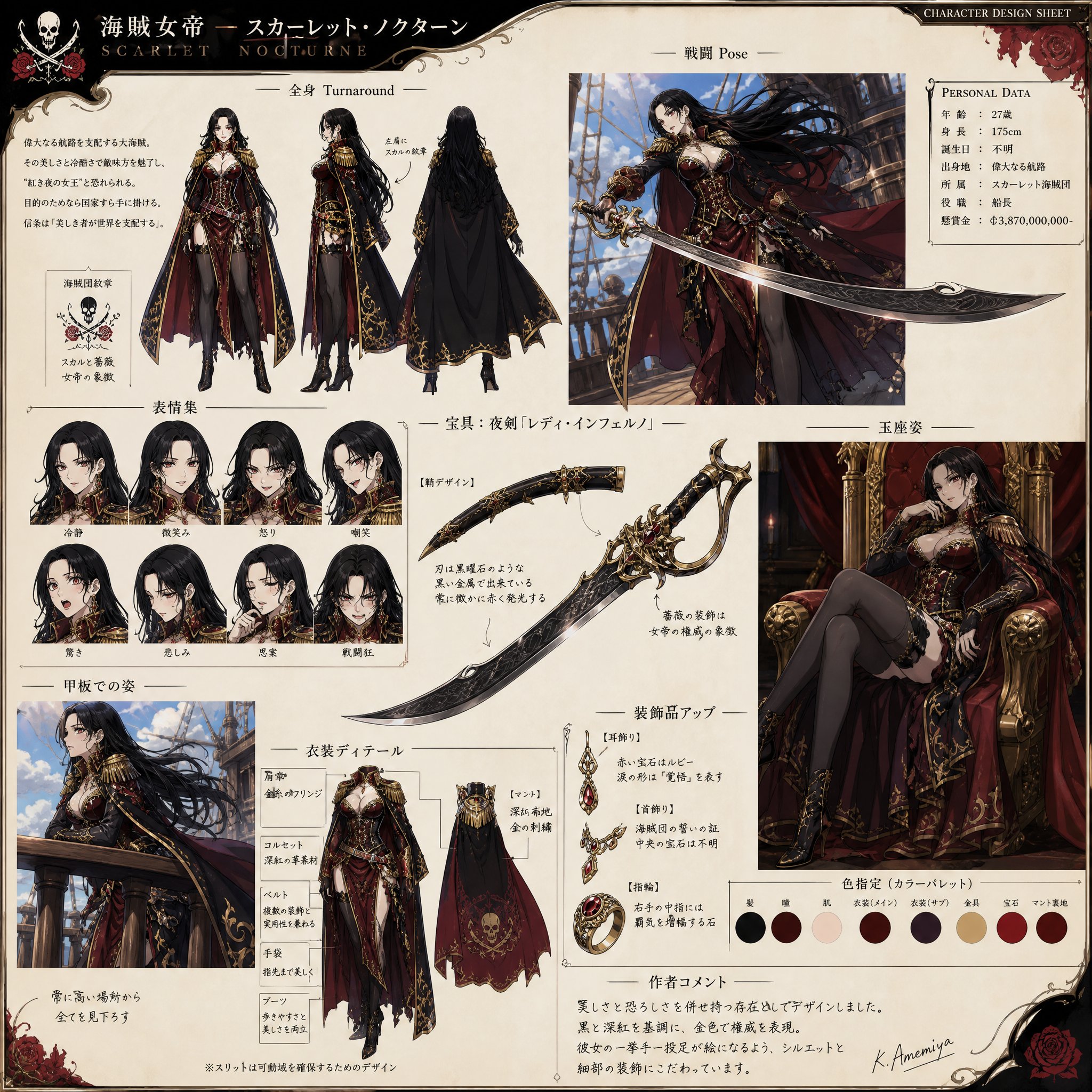 High End Anime Production Character Sheet Featuring