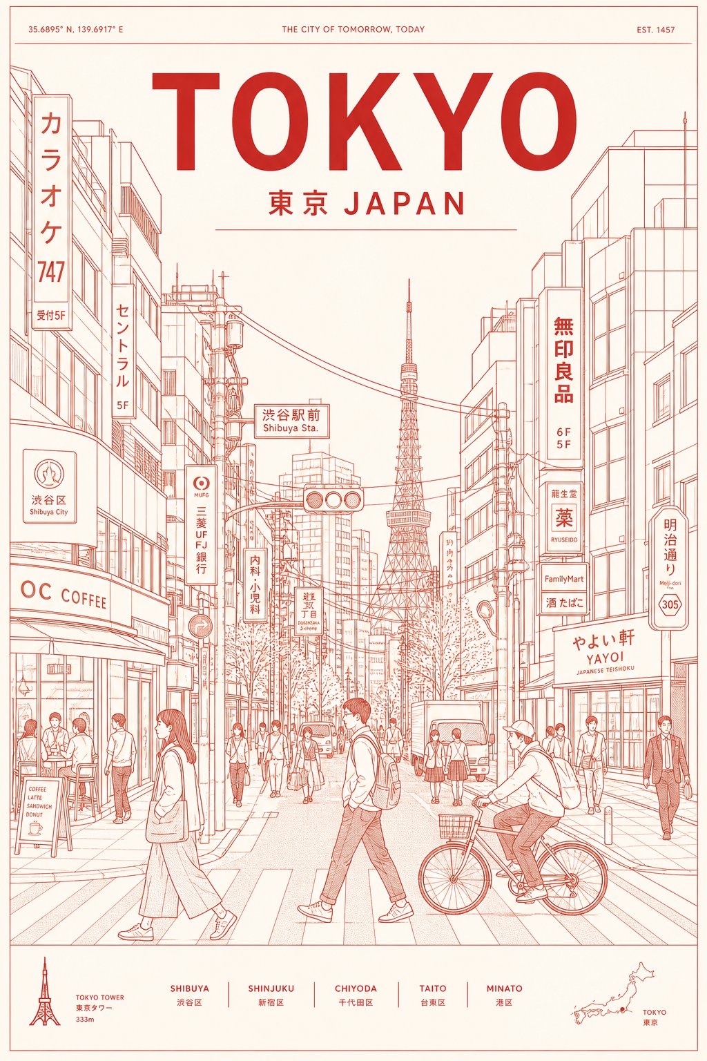 Minimalist Travel Poster Destination Iconic Everyday Street 2