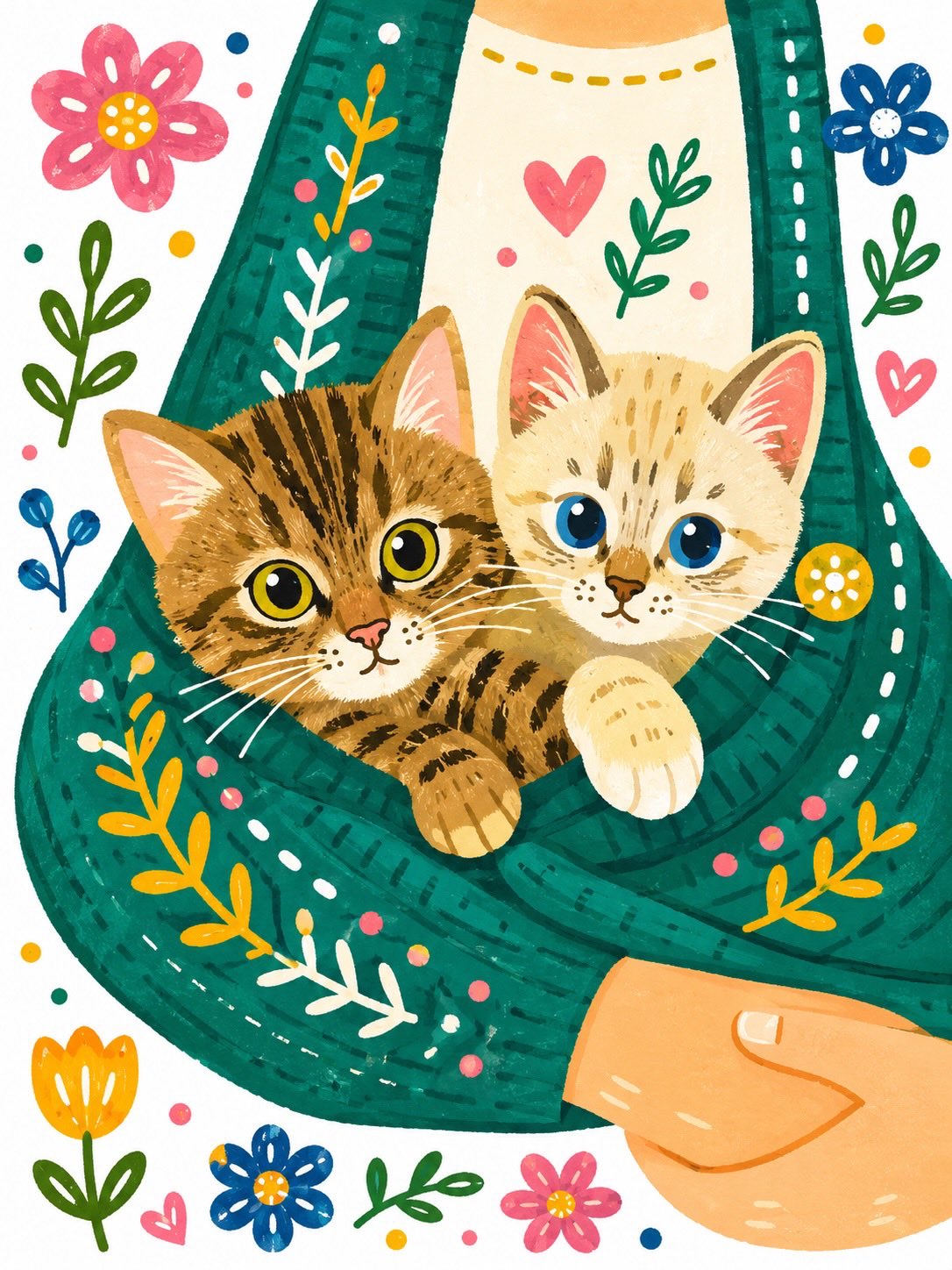 Whimsical Hand Painted Illustration Cute Red Haired 2
