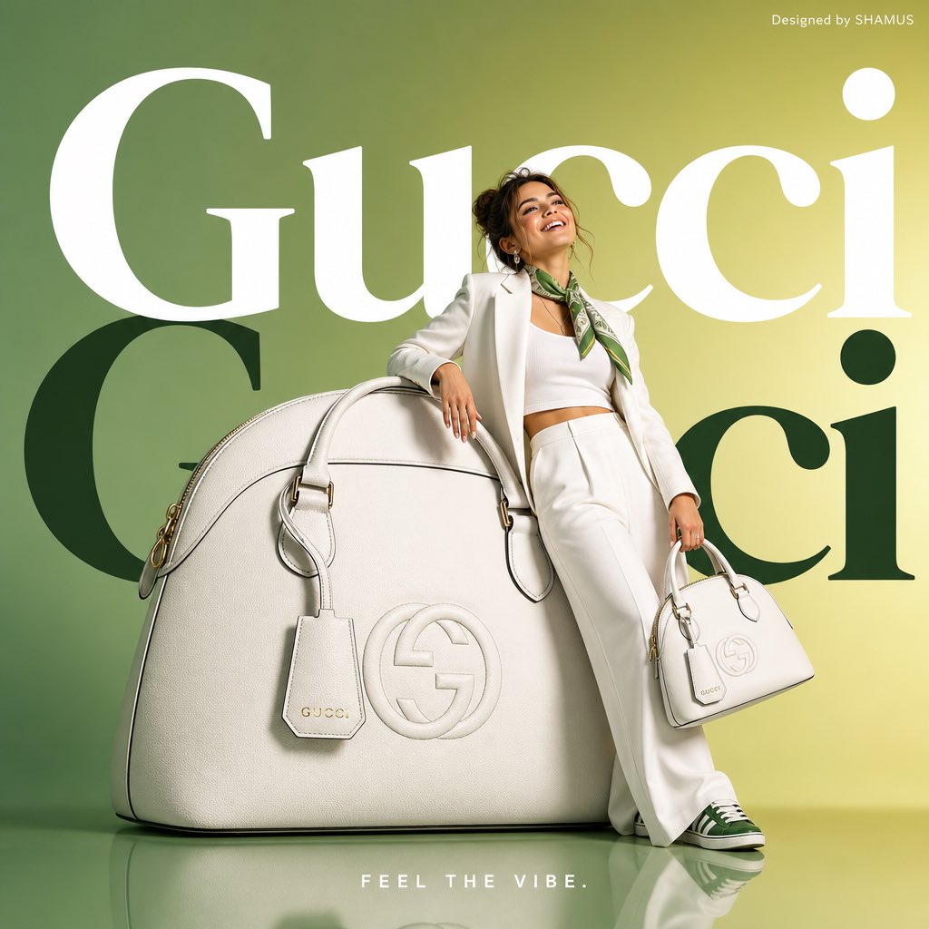 Minimalist Commercial Ad Featuring Oversized White Gucci