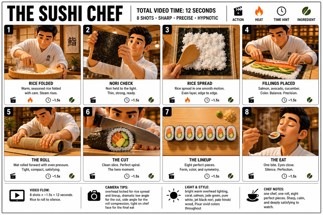 Create Crisp Clean Infographic Storyboard Poster Sushi