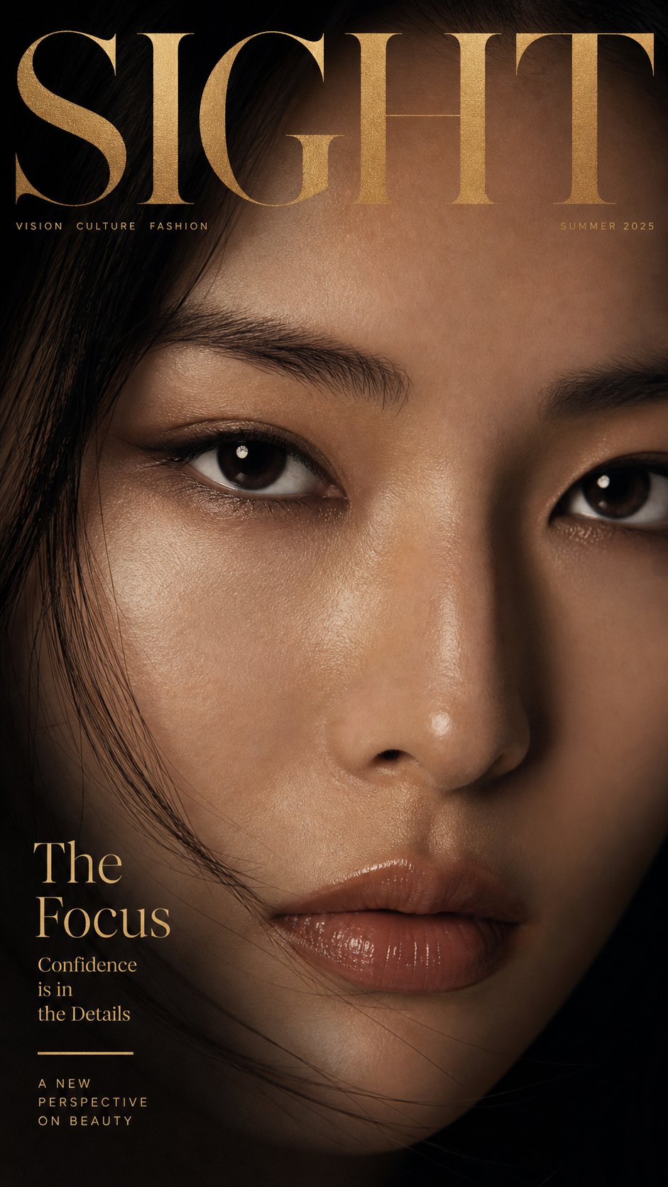Create Luxury Magazine Cover Portrait Titled Sight