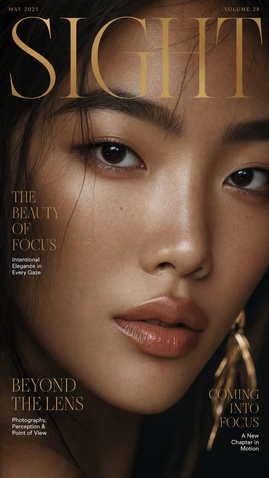 Create Luxury Magazine Cover Portrait Titled Sight 2