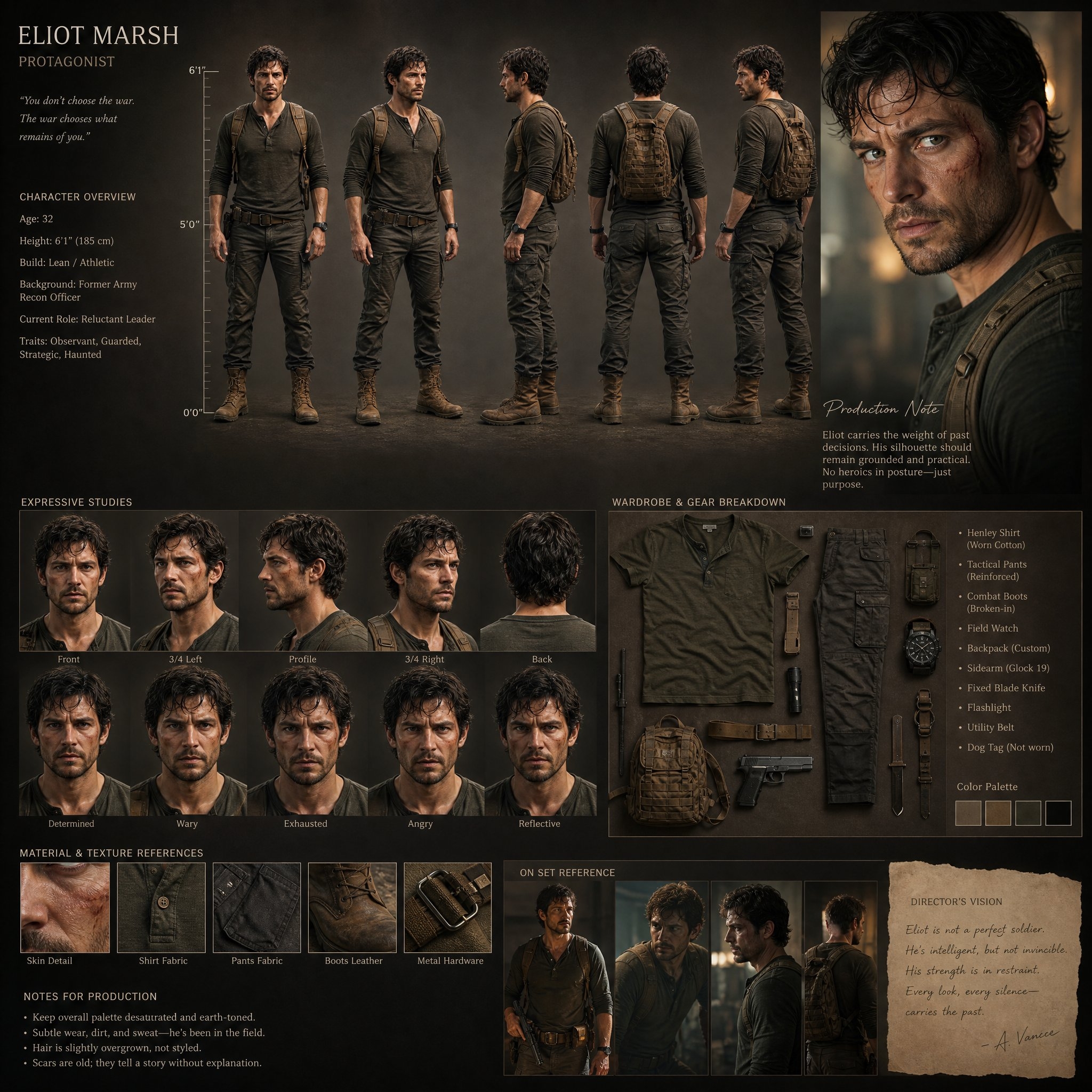 Create Cinematic Realistic Character Design Board High