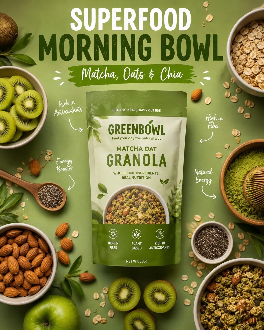 Matcha Granola Ad Ultra Realistic Premium Food