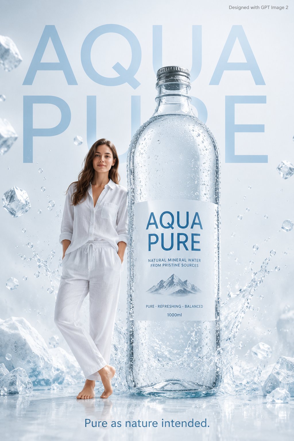 Premium Mineral Water Advertisement Poster Featuring Fresh