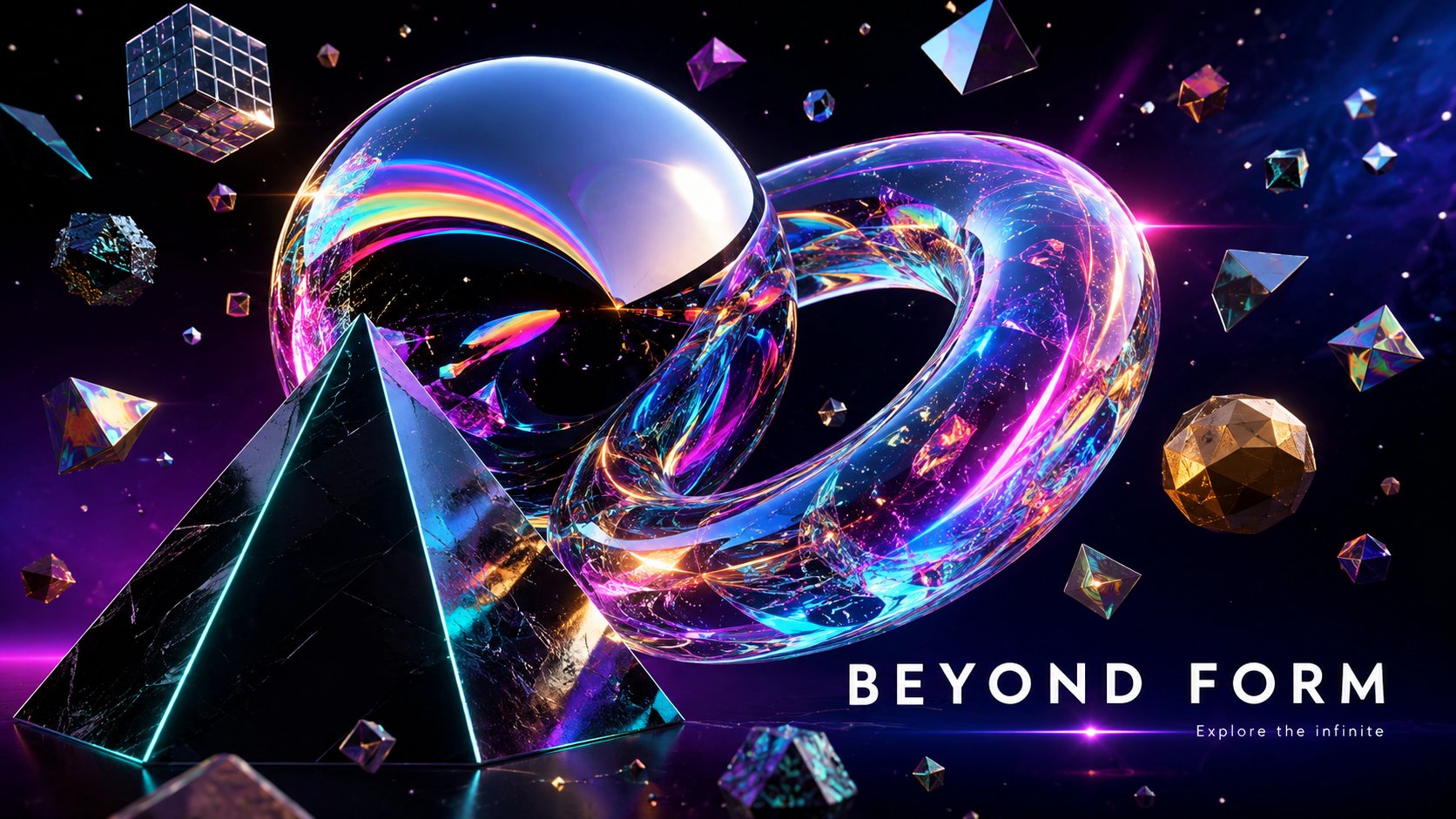 Mesmerizing Abstract 3d Geometric Art Horizontal Banner